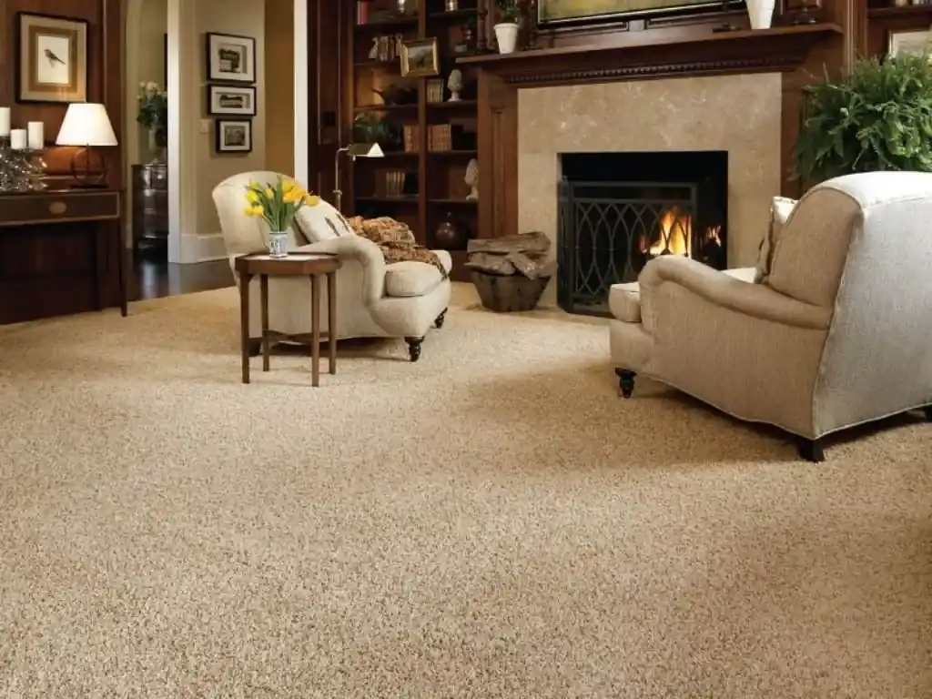 A beige Sisal carpet covers a living room floor in Dubai