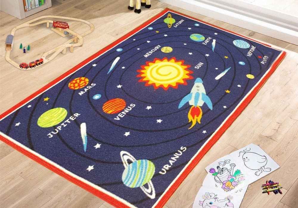 Solar system carpet for playrooms